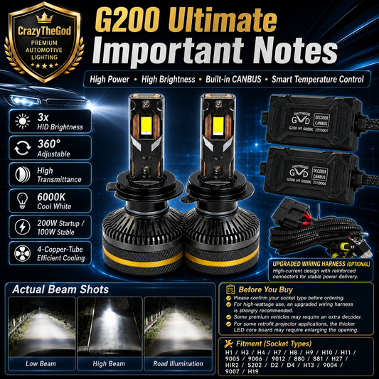 PAIR G200 Ulitimate LED BULB 6000K H1 H7 H8 H9 H11 9005 9006 9004 9007 9012 D2R D2S D4R D4S
