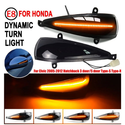 CrazyTheGod Civic 2005-2012 Hatchback 3D/5D LED Dynamic Turn signal Mirror Light Smoke for HONDA