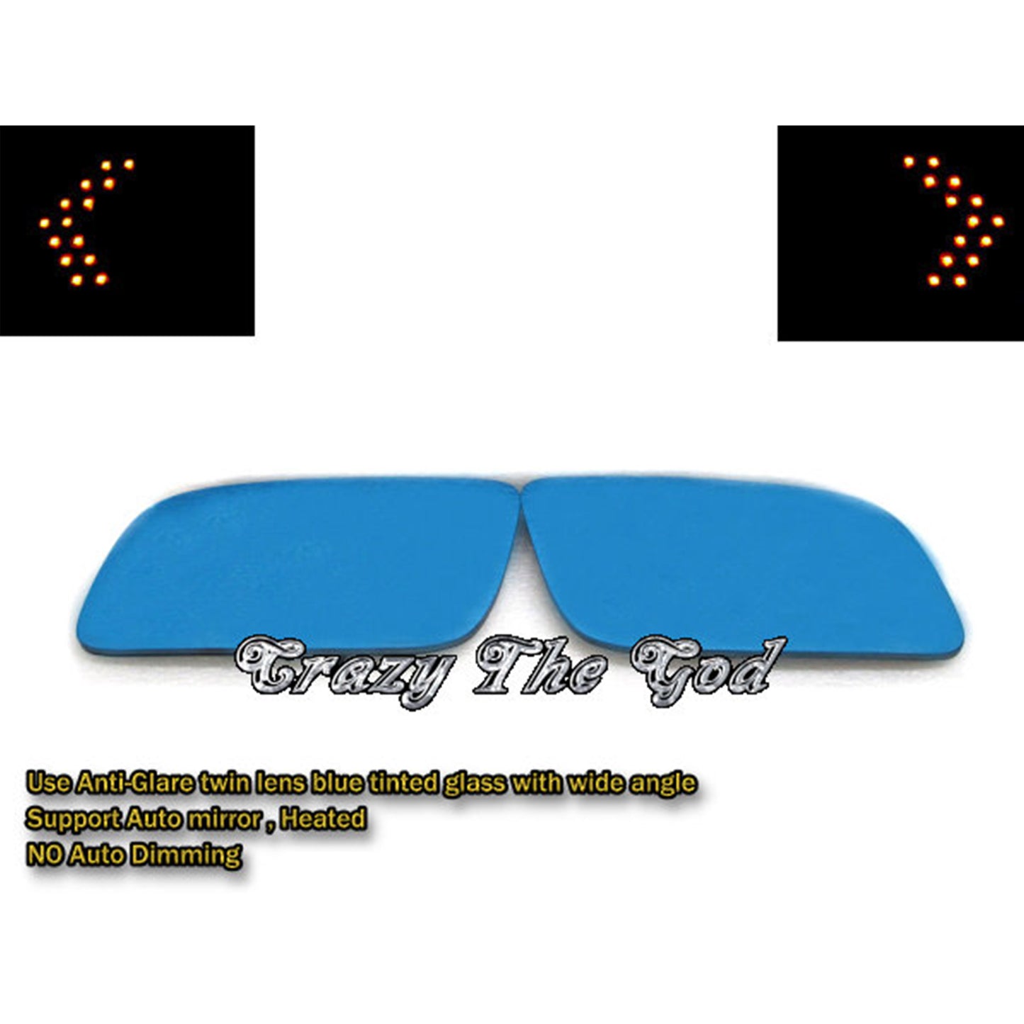 CrazyTheGod Blazer 1990-1994 SUV 2D LED Signal Light Anti-Glare MIrror Glass Blue for CHEVROLET CHEVY