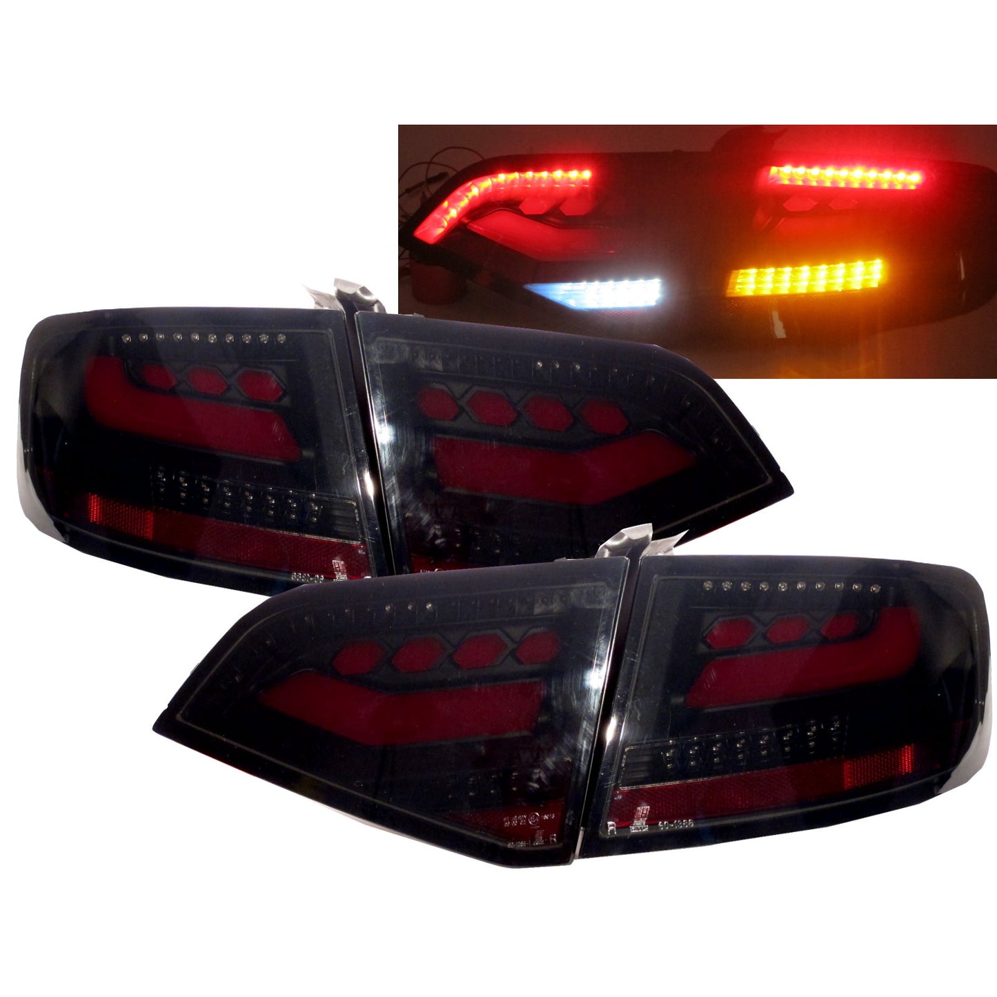 CrazyTheGod A4/S4/RS4 B8 8K SEDAN 2008-2011 PRE-FACELIFT ไฟท้าย LED BAR V1 สีดำ สำหรับ AUDI