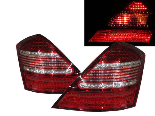 CrazyTheGod S-CLASS W221 Fifth generation 2006-2009 Sedan 4D LED Tail Rear Light Red/White for Mercedes-Benz