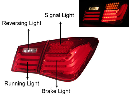 CrazyTheGod Cruze J300 First generation 2008-2013 Sedan 4D LED Tail Rear Light Red for CHEVROLET CHEVY