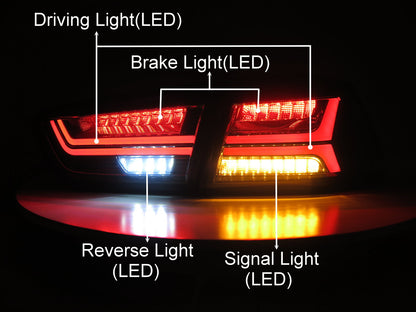 CrazyTheGod LANCER EVOLUTION EVO X 10 รุ่นที่ 10 รถเก๋ง 4 ประตู A6Look LED ไฟท้ายสีแดง/ใส สำหรับ Mitsubishi ปี 2008-2016