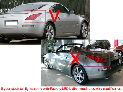 CrazyTheGod 350Z FAIRLADY Z Z33 2003-2005 PRE-FACELIFT Coupe/Roadster ไฟท้าย LED 2D สีดำ สำหรับ NISSAN