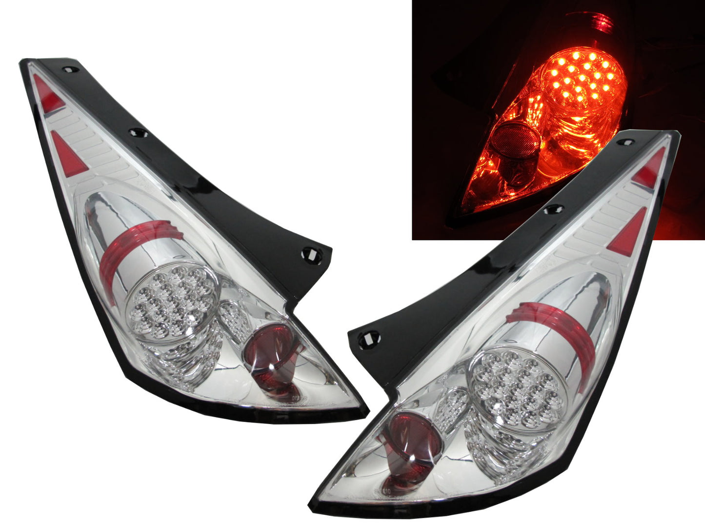 CrazyTheGod 350Z FAIRLADY Z Z33 2003-2005 PRE-FACELIFT Coupe/Roadster ไฟท้าย LED 2D สีโครเมียม สำหรับ NISSAN