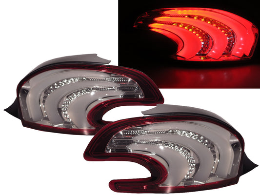 CrazyTheGod 208 2013-present Hatchback 3D/5D LED Tail Rear Light Red/Clear for PEUGEOT