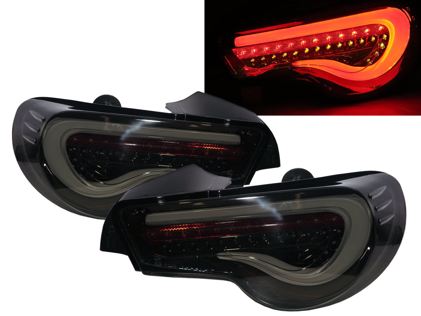 CrazyTheGod BRZ ZN6 2012-ปัจจุบัน Coupe 2D LED ไฟท้ายไฟเลี้ยวแบบไดนามิกสีควัน EU สำหรับ SUBARU