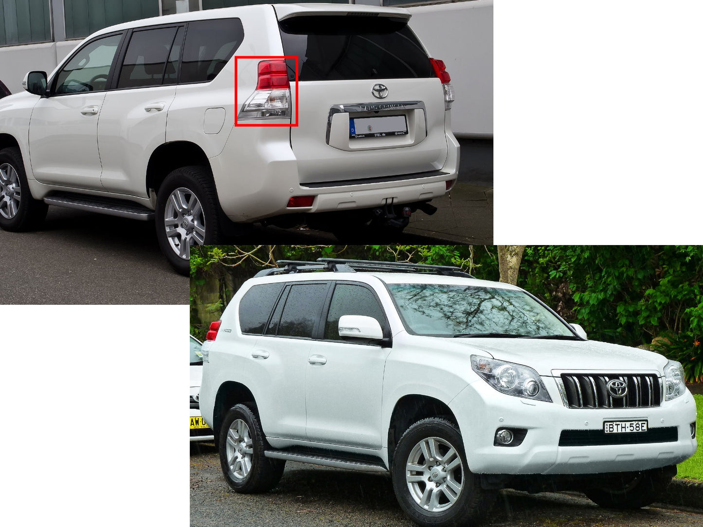 CrazyTheGod LAND CRUISER PRADO FJ150 รุ่นที่สี่ 2009-2013 Pre-Facelift SUV ไฟท้าย LED 5D สีแดงสำหรับ TOYOTA