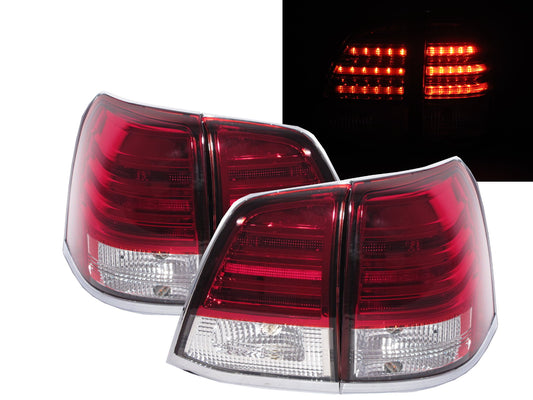 CrazyTheGod LAND CRUSIER 2008-2015 FJ200 LED Tail Rear Light R/CLEAR with CHROME TRIM V1 for TOYOTA