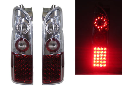 CrazyTheGod HIACE H200 First generation 2005-2011 VAN 3D/4D LED Tail Rear Light Red/White for TOYOTA