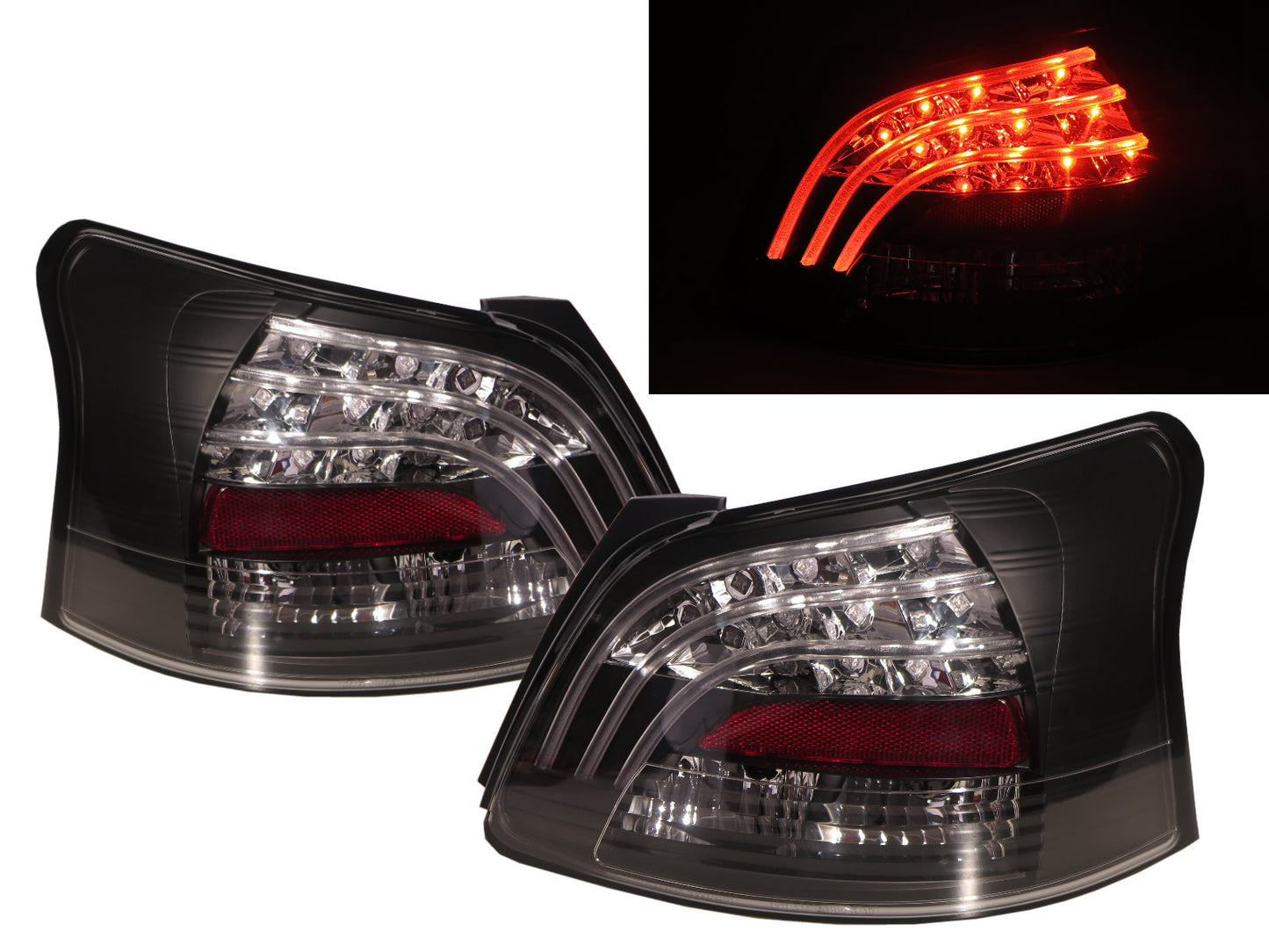 CrazyTheGod Yaris XP90 Second generation 2007-2011 Sedan 4D LED Tail Rear Light Black V1 for TOYOTA