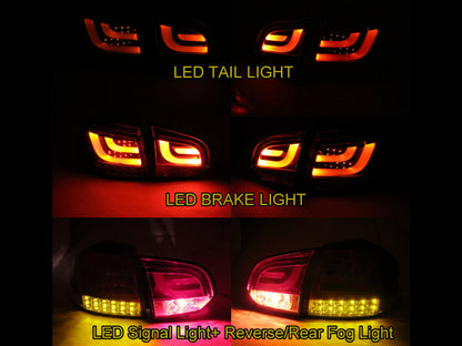 ไฟท้าย LED แบบ 2D/3D/5D สีแดง/ขาว สำหรับรถ Volkswagen Golf 6 รุ่นที่ 6 ปี 2008-2013 แบบ Hatchback/Wagon/Convertible สีแดง/ขาว สำหรับรถ Volkswagen