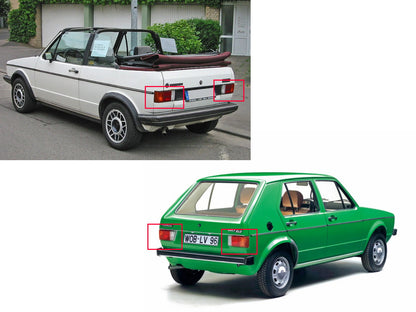 CrazyTheGod Golf/Rabbit/Caribe/CitiGolf/Cabriolet Thế hệ đầu tiên 1976-1980 Hatchback/Convertible trước khi nâng cấp 2D/3D/5D Đèn hậu LEDLook màu đen cho VW Volkswagen