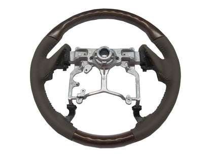 CrazyTheGod LAND CRUISER PRADO 150 2009-2014 STEERING WHEEL OE WALNUT WOOD BEIGE Leatherfor TOYOTA