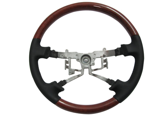 CrazyTheGod HILUX N70 2005-2011 STEERING WHEEL OE CLASSIC WOOD BLACK Leather for TOYOTA