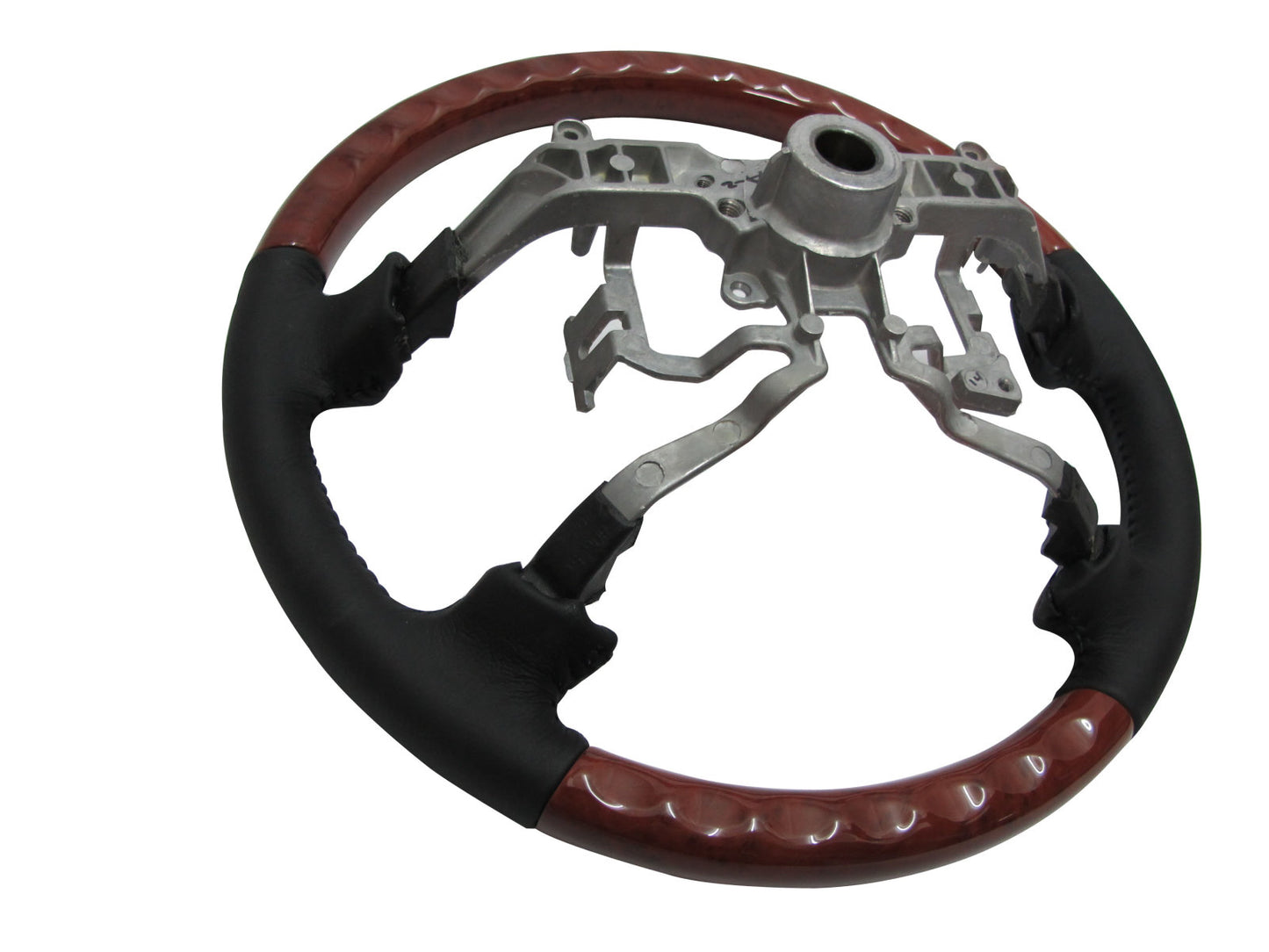 CrazyTheGod FORTUNER 2006-2011 STEERING WHEEL OE CLASSIC WOOD BLACK Leather for TOYOTA