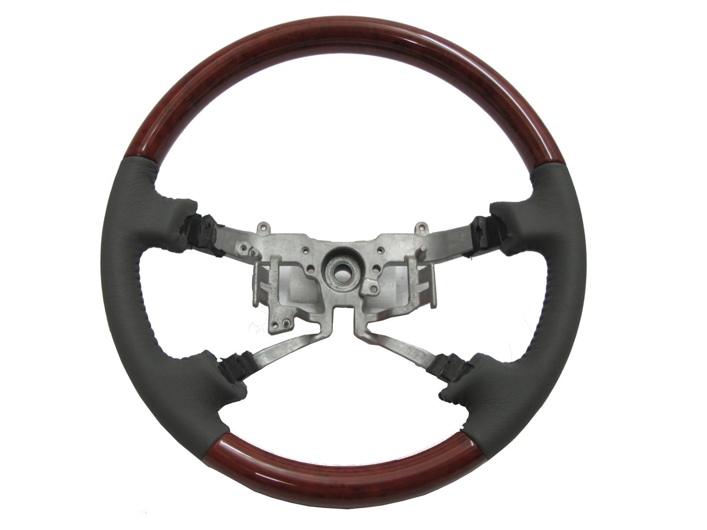 CrazyTheGod HILUX N70 2005-2011 STEERING WHEEL OE CLASSIC WOOD GRAY Leather for TOYOTA