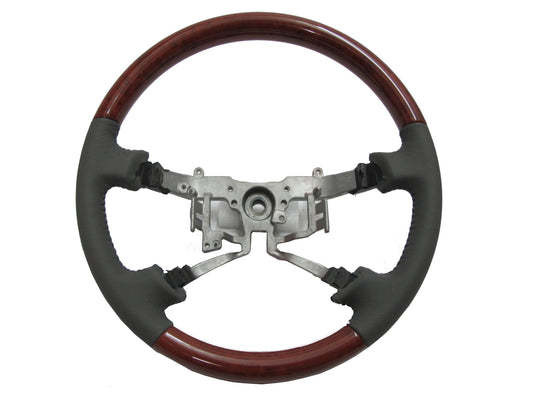 CrazyTheGod INNOVA 2005-2011 STEERING WHEEL OE CLASSIC WOOD GRAY Leather for TOYOTA