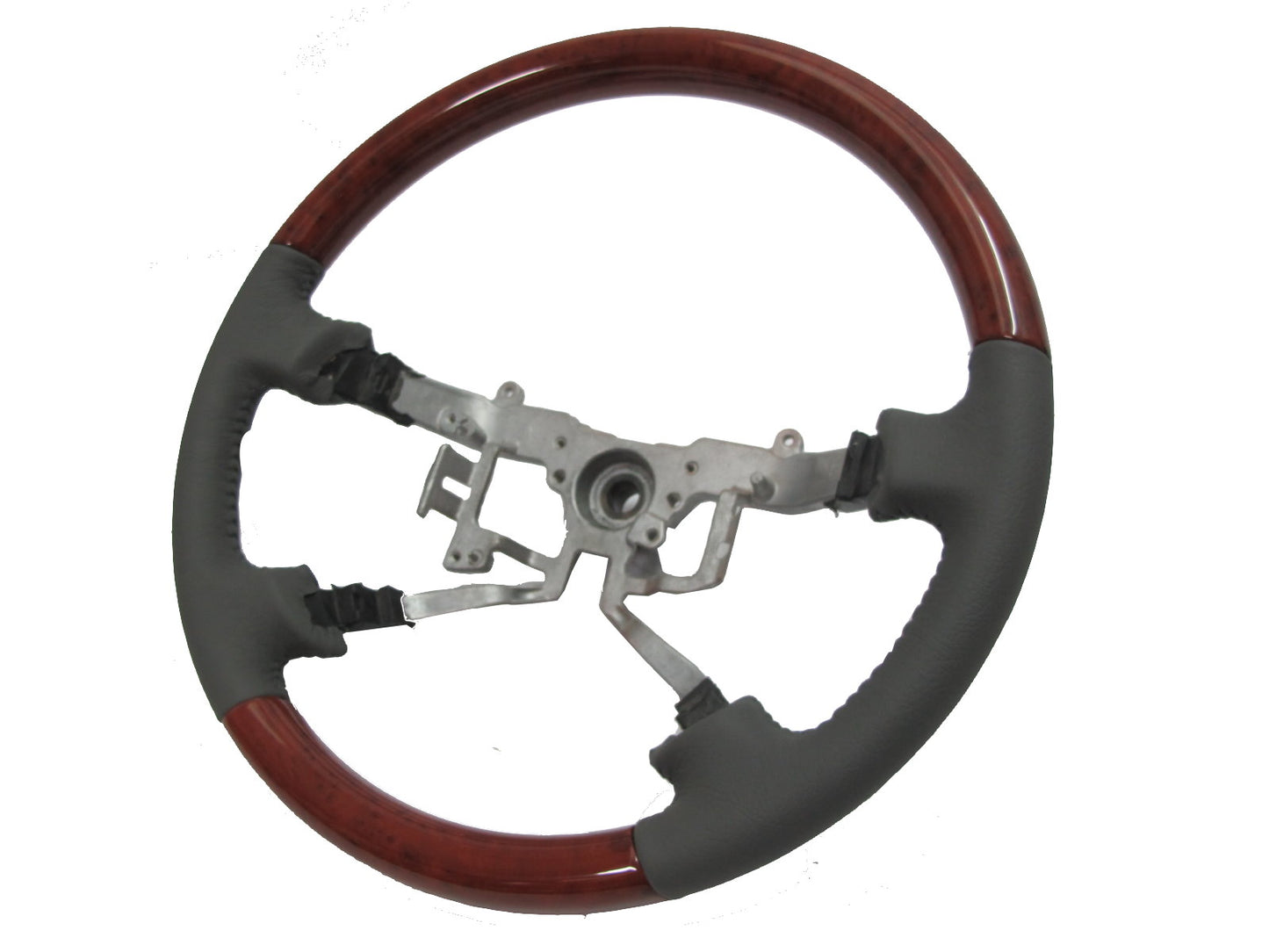 CrazyTheGod HILUX N70 2005-2011 STEERING WHEEL OE CLASSIC WOOD GRAY Leather for TOYOTA