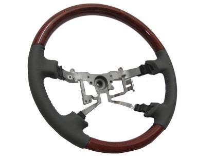 CrazyTheGod HILUX N70 2005-2011 STEERING WHEEL OE CLASSIC WOOD GRAY Leather for TOYOTA