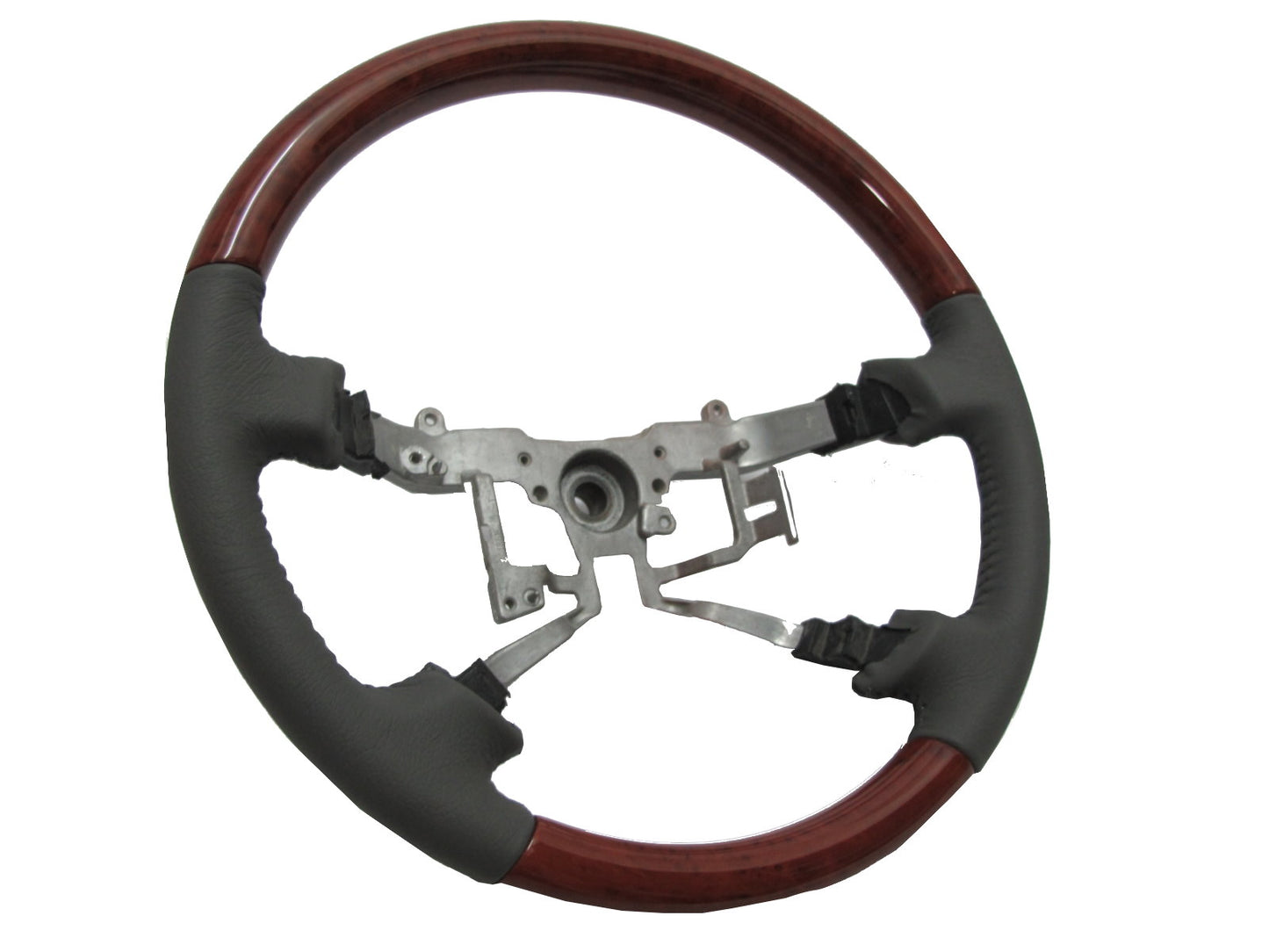 CrazyTheGod FORTUNER 2006-2011 STEERING WHEEL OE CLASSIC WOOD GRAY Leather for TOYOTA