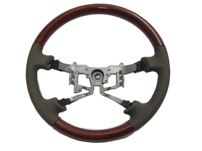 CrazyTheGod INNOVA 2005-2011 STEERING WHEEL OE CLASSIC WOOD BEIGE Leather for TOYOTA