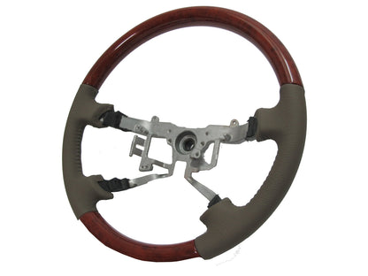 CrazyTheGod HILUX N70 2005-2011 STEERING WHEEL OE CLASSIC WOOD BEIGE Leather for TOYOTA