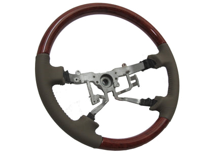 CrazyTheGod INNOVA 2005-2011 STEERING WHEEL OE CLASSIC WOOD BEIGE Leather for TOYOTA