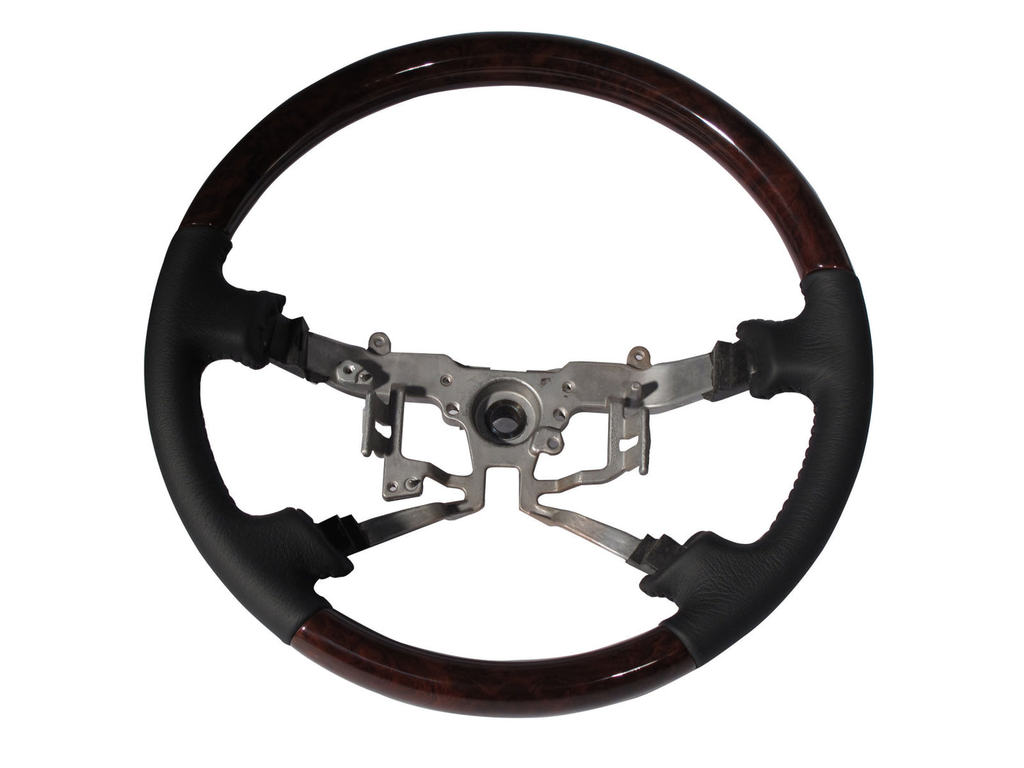 CrazyTheGod HILUX N70 2005-2011 STEERING WHEEL OE DARK WALNUT WOOD BLACK Leather for TOYOTA