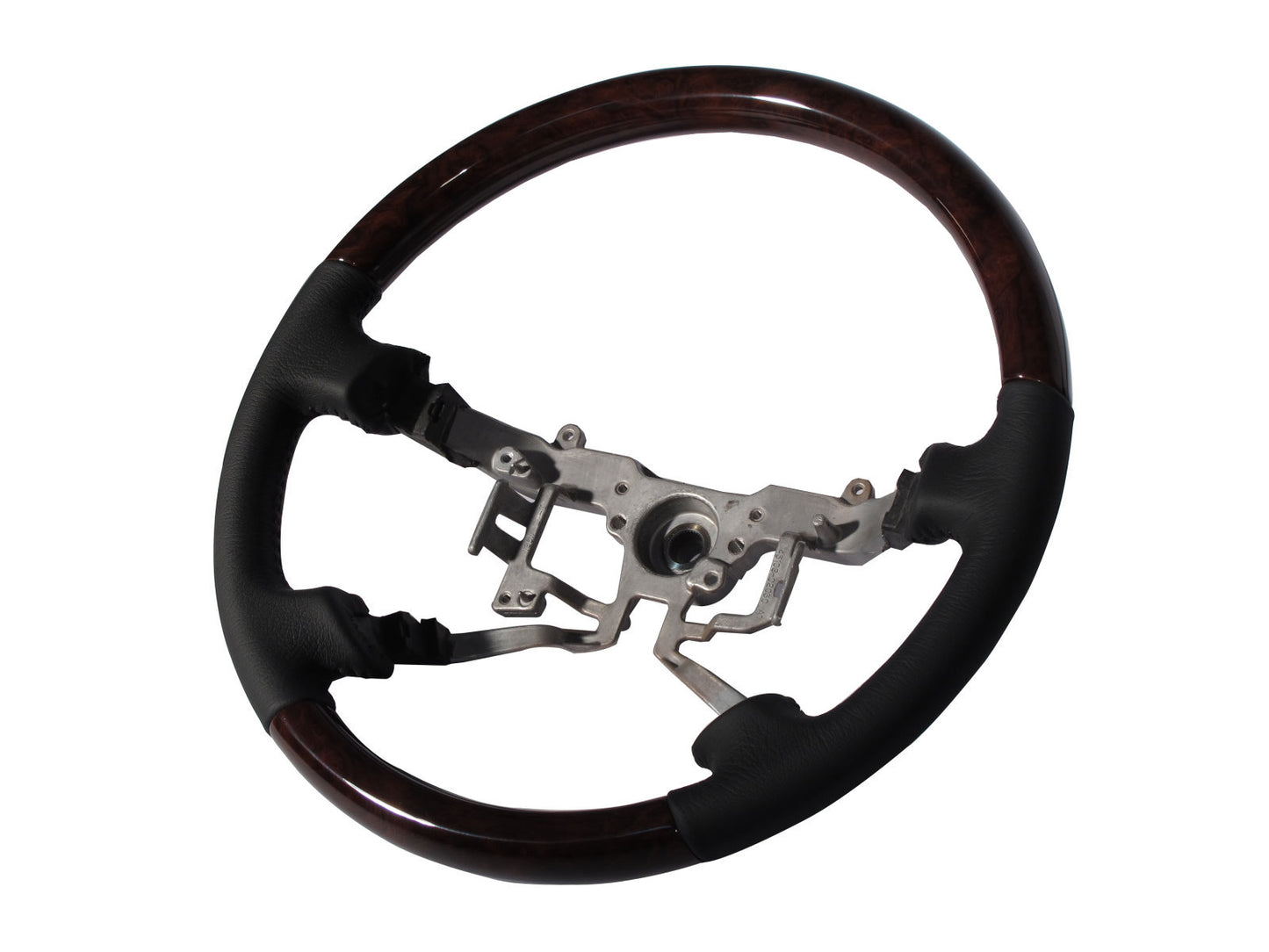 CrazyTheGod HILUX N70 2005-2011 STEERING WHEEL OE DARK WALNUT WOOD BLACK Leather for TOYOTA