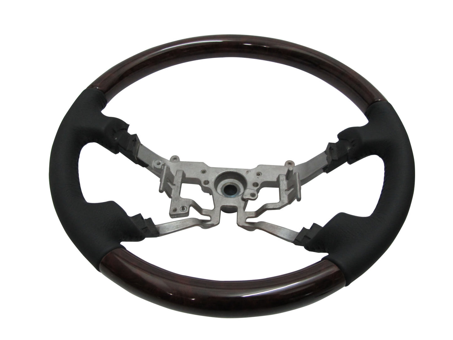 CrazyTheGod HILUX N70 2005-2011 STEERING WHEEL OE DARK WALNUT WOOD BLACK Leather for TOYOTA