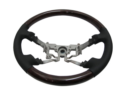 CrazyTheGod INNOVA 2005-2011 STEERING WHEEL OE DARK WALNUT WOOD BLACK Leather for TOYOTA