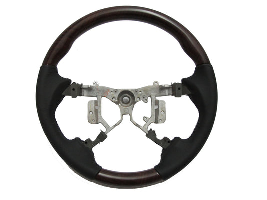 CrazyTheGod HILUX N70 2012-2014 STEERING WHEEL OE BROWN WOOD BLACK Leather for TOYOTA