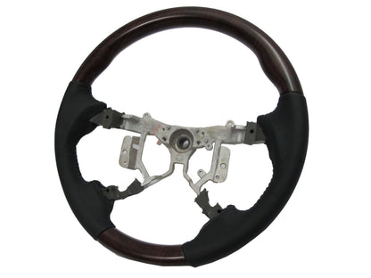 CrazyTheGod HILUX N70 2012-2014 STEERING WHEEL OE BROWN WOOD BLACK Leather for TOYOTA