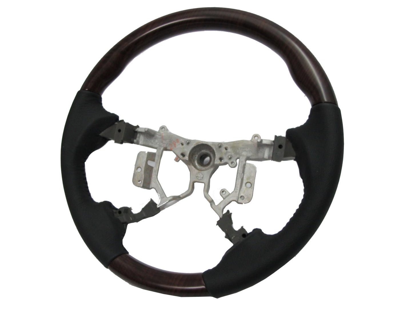 CrazyTheGod HIGHLANDER XU40 2008-2012 STEERING WHEEL OE BROWN WOOD BLACK Leather for TOYOTA