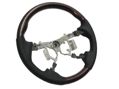 CrazyTheGod HILUX N70 2012-2014 STEERING WHEEL OE BROWN WOOD BLACK Leather for TOYOTA