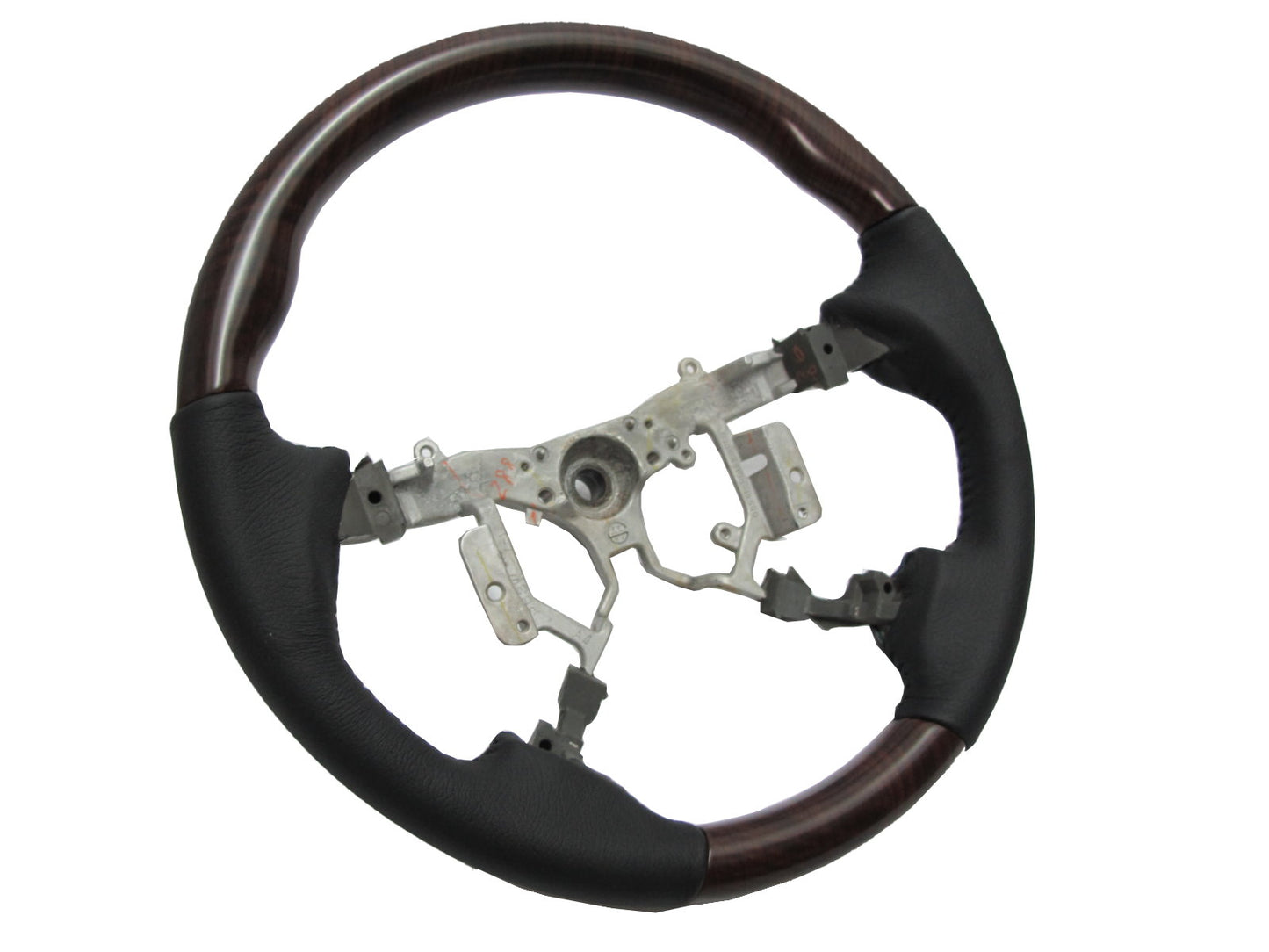 CrazyTheGod FORTUNER 2012-2014 STEERING WHEEL OE BROWN WOOD BLACK Leather for TOYOTA