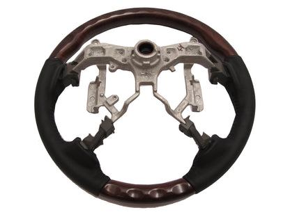 CrazyTheGod HILUX N70 2012-2014 STEERING WHEEL OE BROWN WOOD BLACK Leather for TOYOTA