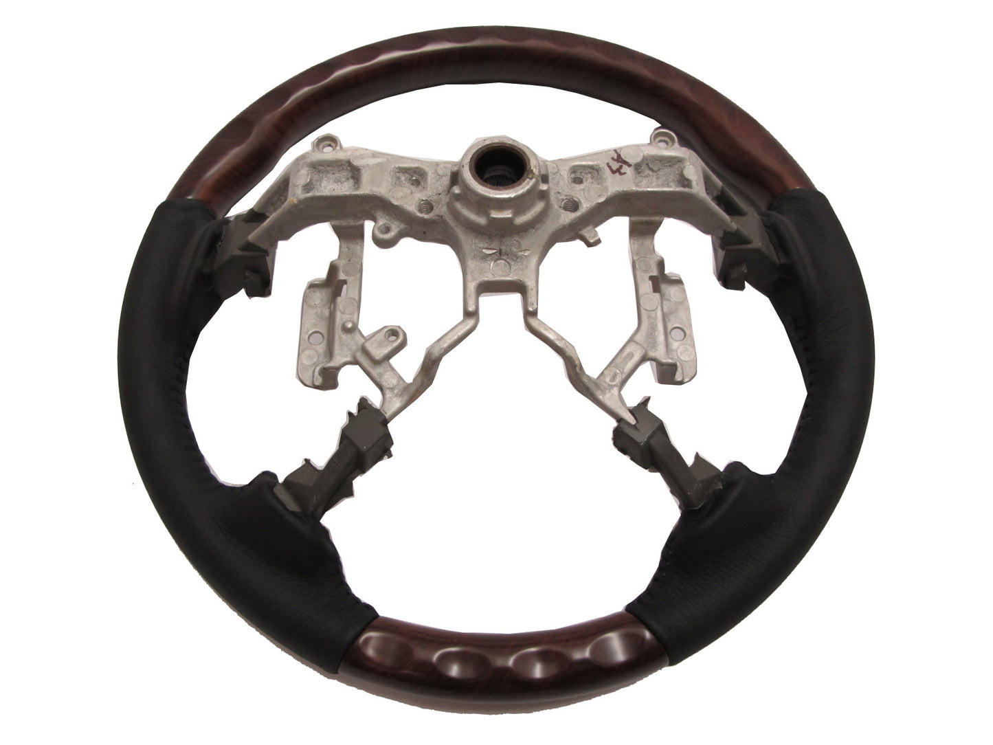 CrazyTheGod INNOVA 2012-2014 STEERING WHEEL OE BROWN WOOD BLACK Leather for TOYOTA