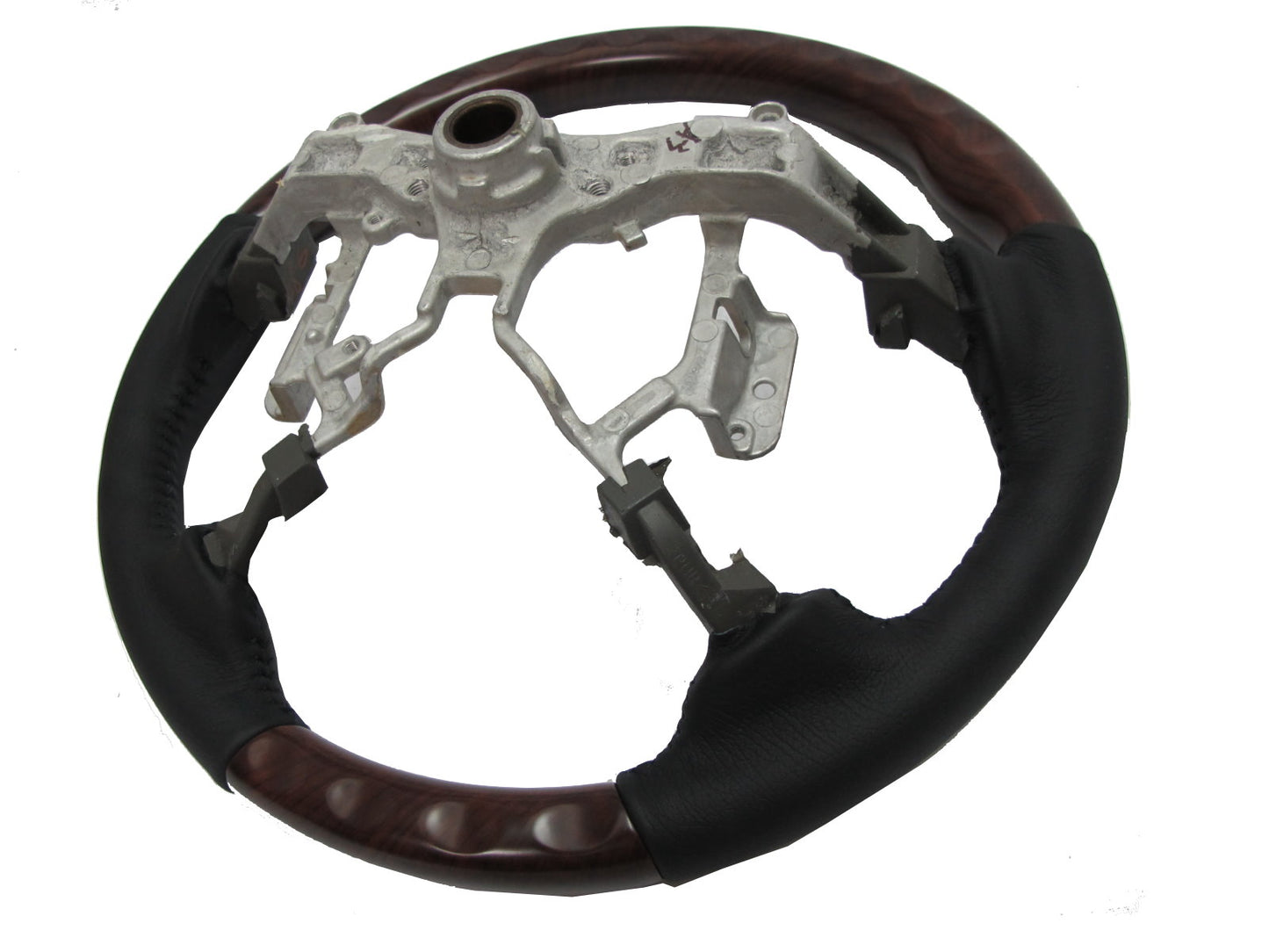 CrazyTheGod HILUX N70 2012-2014 STEERING WHEEL OE BROWN WOOD BLACK Leather for TOYOTA