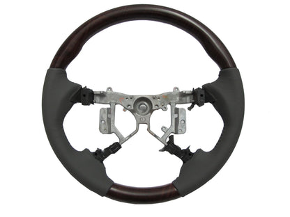 CrazyTheGod HILUX N70 2012-2014 STEERING WHEEL OE BROWN WOOD GRAY Leather for TOYOTA