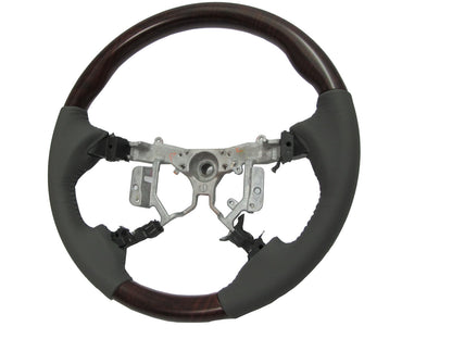 CrazyTheGod HILUX N70 2012-2014 STEERING WHEEL OE BROWN WOOD GRAY Leather for TOYOTA