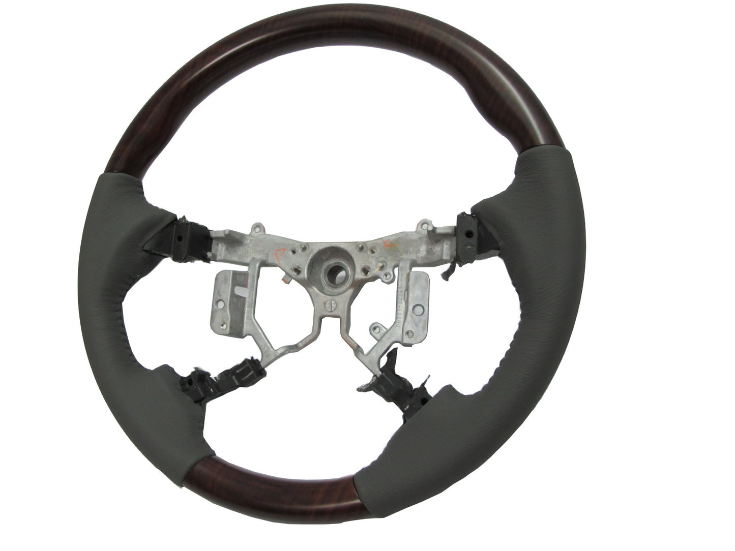 CrazyTheGod INNOVA 2012-2014 STEERING WHEEL OE BROWN WOOD GRAY Leather for TOYOTA