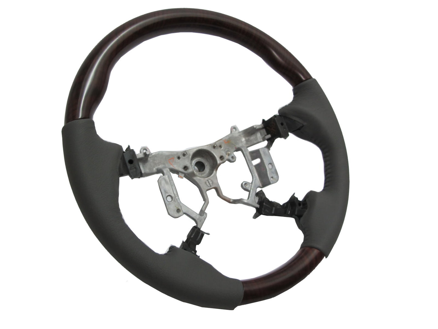 CrazyTheGod HILUX N70 2012-2014 STEERING WHEEL OE BROWN WOOD GRAY Leather for TOYOTA