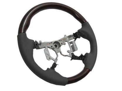 CrazyTheGod INNOVA 2012-2014 STEERING WHEEL OE BROWN WOOD GRAY Leather for TOYOTA