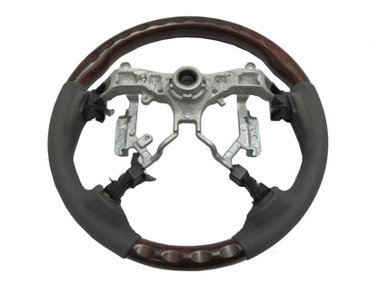 CrazyTheGod HIGHLANDER 2008-2012 STEERING WHEEL OE BROWN WOOD GRAY Leather for TOYOTA