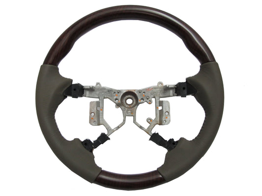 CrazyTheGod HILUX N70 2012-2014 STEERING WHEEL OE BROWN WOOD BEIGE Leather for TOYOTA