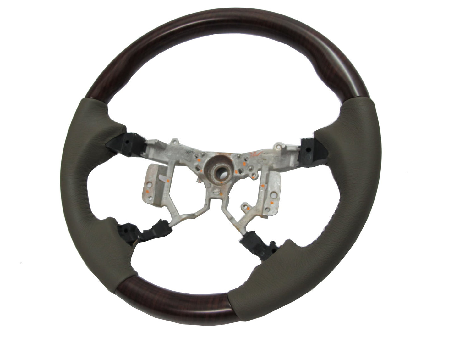 CrazyTheGod INNOVA 2012-2014 STEERING WHEEL OE BROWN WOOD BEIGE Leather for TOYOTA