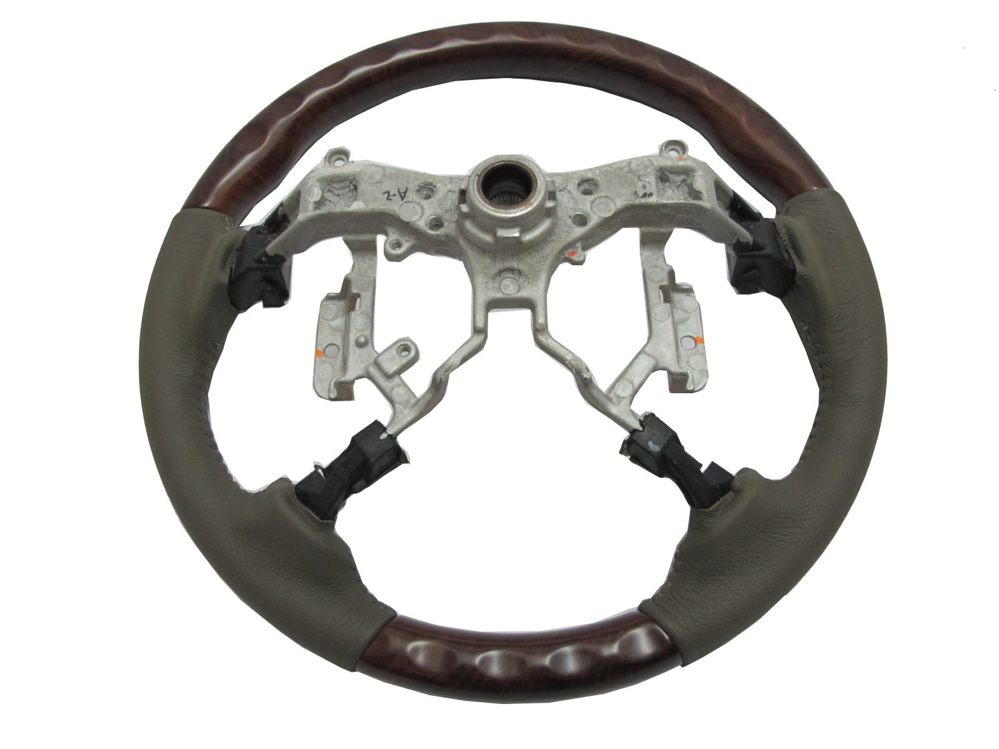 CrazyTheGod HIGHLANDER 2008-2012 STEERING WHEEL OE BROWN WOOD BEIGE Leather for TOYOTA