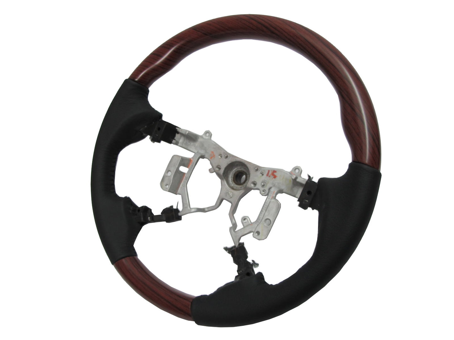 CrazyTheGod HILUX N70 2012-2014 STEERING WHEEL OE RED-WINE WOOD BLACK Leather for TOYOTA